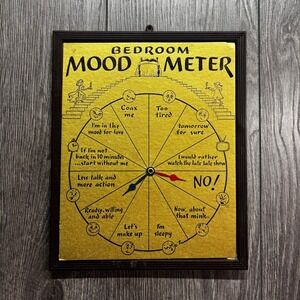 Vintage Bedroom Mood Meter Wall Art Gold Metallic Retro Novelty Spinner Sign